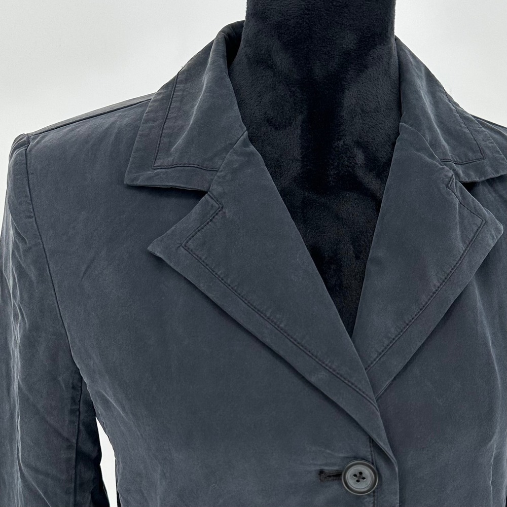 NEW Go Silk $248 Black Go Nano Blazer Jacket Washable Collared Button Up Size 6 - Picture 6 of 12